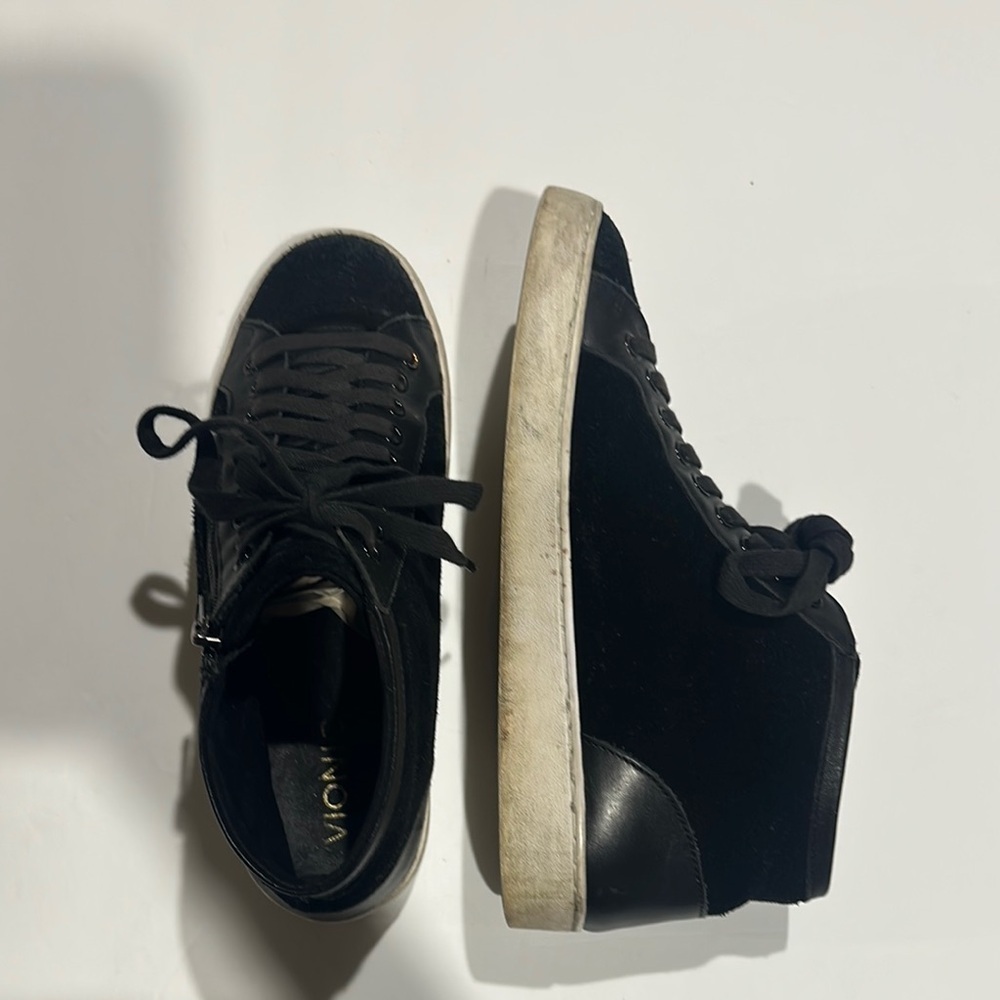 Vionic Splendid Tori zip lace Black High-Top Sneakers with white soles size 7